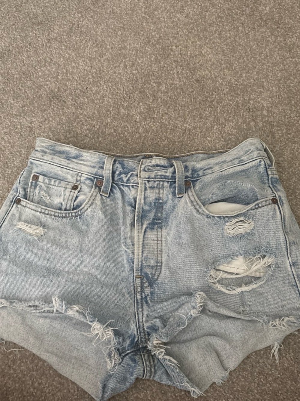 Levi's Light Blue Distressed Denim Cutoff Shorts